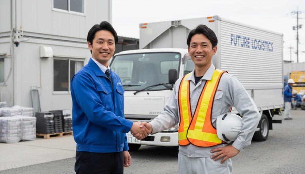 生コン輸送の依頼前に現場条件を確認するスタッフ