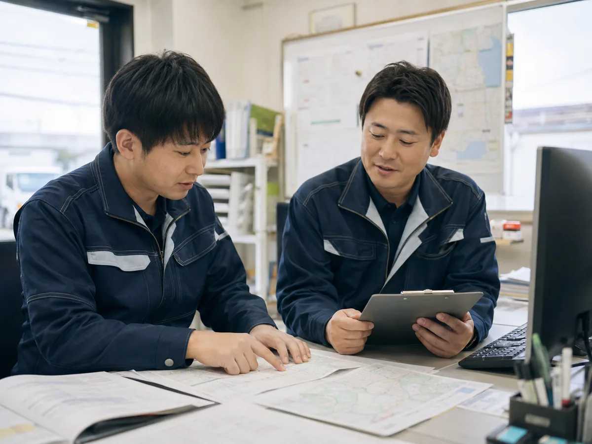 出社時に点呼を行う東邦物流のスタッフ